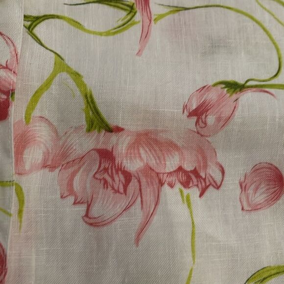 Island Republic White Floral Linen Button Up Shirt Womens Size Small Oversized - Picture 10 of 10